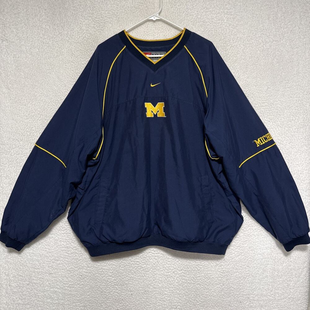VTG Y2K Nike University of Michigan Center Swoosh Windbreaker Mens Size 2XL